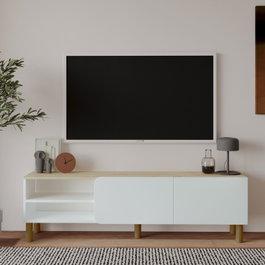Hanah Home Soporte para TV River Blanco y Roble Zafiro